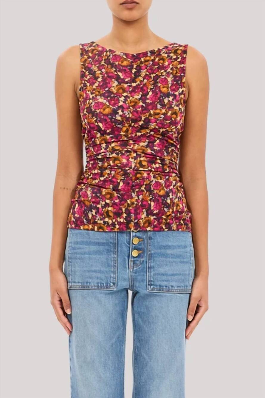 NEW ULLA JOHNSON loulou floral sleeveless top in viola